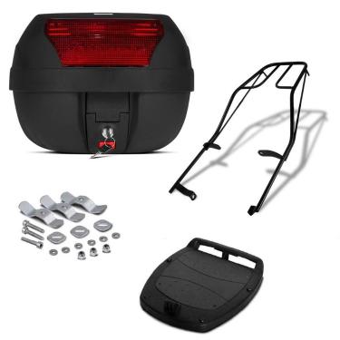 Imagem de Baú 28 litros pro tork + bagageiro pop 110i 2016, VERMELHO, POP 110I 2