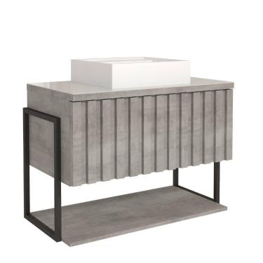 Imagem de Gabinete Para Banheiro 80Cm 100% Mdf Metalon 20X20 1 Porta Basculante 