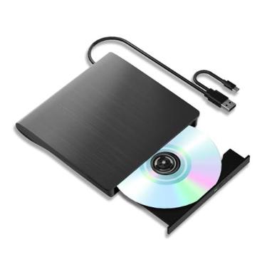 Imagem de Unidade Blueray/DVD externa para PC, unidades Blu-ray externas portáteis suportam leitura/gravação de disco de 50G, gravador Blu-ray USB 3.0 Tipo-C para laptop, Blu-Ray Drive compatível com Windows XP