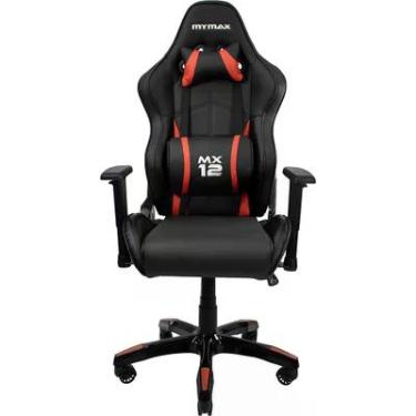 Imagem de Cadeira Gamer Giratoria MX12 MyMax, Suporta 150Kg, Preto e Vermelho