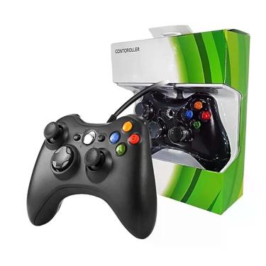 Imagem de Controle Joystick Com Fio Xbox 360 Slim Compatível C/ Vídeo Game Pc E Celular Cor Preta