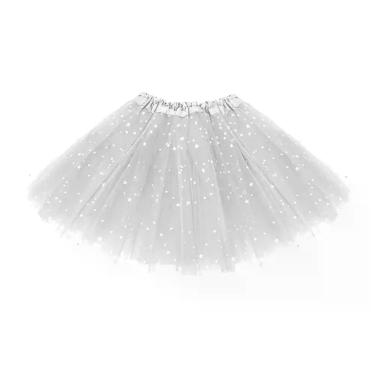 Imagem de Saia Tule Branca Infantil Com Estrelas Brilhantes - 30cm