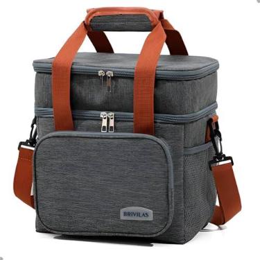 Imagem de Bolsa De Mão Mochila Térmica Multiuso Viagem Praia Piscina Isolamento Térmico Alta eficiência transversal Marmita, Cerveja Gelada, Viagem, Praia, Academia e Trabalho Bolsa (Cinza)