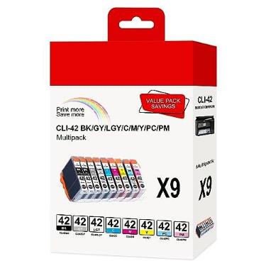 Imagem de Pacote com 9 cartuchos de tinta CLI42 Pro-100 compatíveis com Canon Cli-42 Cli 42 Ink 8 Color Work with Pixma Pro-100 Pro-100S, Canon Ink CLI 42 Use em Canon pro100 Canon 100 Pro Ink