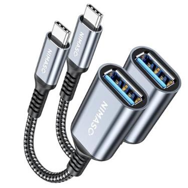 Imagem de Adaptador USB C para USB 3.0 [pacote com 2], NIMASO USB-C para USB, Thunderbolt 3 para cabo OTG adaptador USB para Macbook Pro/Air 2020/2018, iPad Pro 2020, Galaxy S20 S20+, Google Pixel e mais