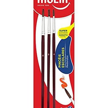 Imagem de Molin Pincéis Redondos - Nº 4, 6 e 8 - Blister com 3 Unidades - Cerdas de Crina de Cavalo - Madeira de Reflorestamento