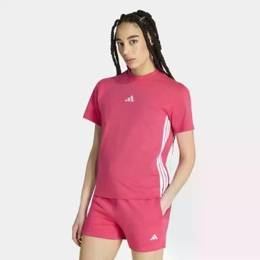 Imagem de Camiseta Adidas 3 Listras Feminina, Pink, Branco, G