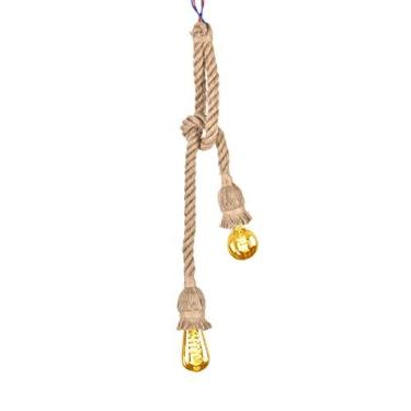 Imagem de Cabo de luz pendente,kit de luz pendurado em cord?o de lampada de tecido vintage com corda de canhamo torcido conjunto de soquete de luzes pendentes E27 para lampada pendente(Double Heads), Lamp