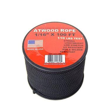 Imagem de Atwood Corda microcordão 1/16" carretel de 30,48 m, cordão de mosquito, corda de 2 mm, cordão micro paraquedas - preto