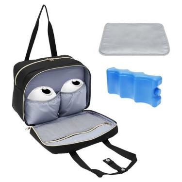 Imagem de Bolsa térmica para leite materno com bolsa de gelo, bolsa de bomba de leite vestível com compartimento refrigerador, tapete portátil e impermeável para bomba de leite e acessórios