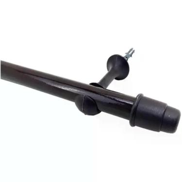 Imagem de Kit Varão para Cortina Real Simples 19mm 3 Metros Imbuia 19121 47 com Ponteiras e Ganchos Couselo