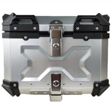 Imagem de Bau De Moto Traseiro 55 Litros Universal Aluminio Anti-roubo Prata