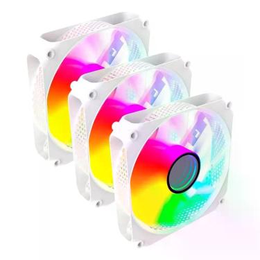 Imagem de Kit 3 FAN RGB Branco PC Gamer Micro Atx Itx - Sem marca