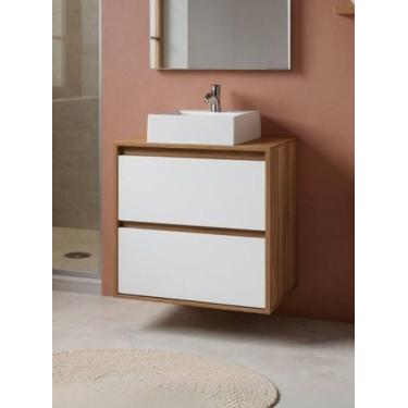 Imagem de Gabinete para Banheiro com Cuba 60cm Mdf Freijo Dubai - On Móveis