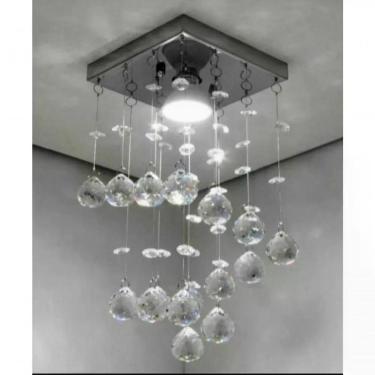 Imagem de Lustre Para Sala, Quarto, Banheiro, Hall, Cristal K9 Base 14x14 40cm