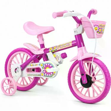 Imagem de Bicicleta Infantil Aro 12 Nathor Rodinhas e Garrafinha 3+ Anos, Rosa