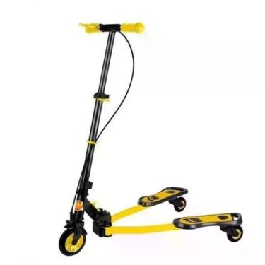 Imagem de Patinete Infantil Radical Frog New Amarelo Dobrável com Guidão Ajustável Até 60kg para Crianças DM Toys
