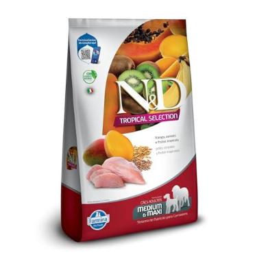 Imagem de N&D Tropical para Cães Adultos de Raças Médias e Grandes Sabor Frango, Cereais e Frutas Tropicais 12Kg