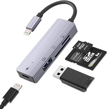 Imagem de Adaptador Lightning para USB [certificado Apple MFI], leitor de cartão IVSHOWCO SD/TF para iPad, adaptador USB para iPhone 14 13 12 11 Xr X XS 8 7 Plus iPad.