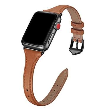 Imagem de WFEAGL Pulseira feminina de couro para Apple Watch SE 3 2 1, séries 11, 10, 9, 8, 7, 6, 5, 4, 3, 2 e 1 de 41 mm, 40 mm, 38 mm e 42 mm (série 11 10, 8, 7, 6, 5, 4, 3, 2 e 1 de 41 mm, 40 mm, 38 mm e 42