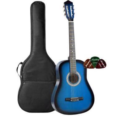 Imagem de Kit Violão Acústico Bravo An100 Iniciante Estudante Nylon Clássico + Capa Palheta (Blue Burst)
