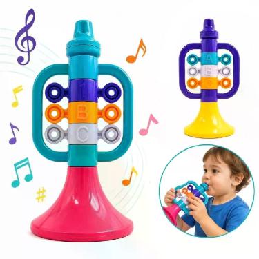 Imagem de Trompete Infantil Yeet com Som ao Soprar e Letras e Números Giratórios 8CM Plástico (PP) Yeet