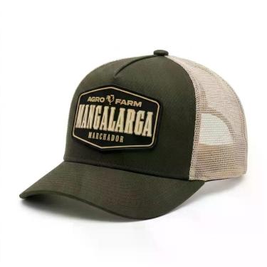 Imagem de Boné Country Trucker Mangalarga Agro Farm Fazenda Aba Curva Verde e Bege Adulto