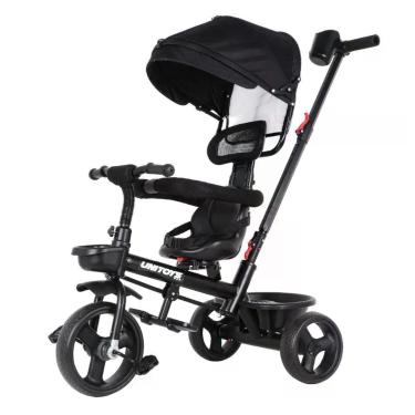 Imagem de Triciclo Com Empurrador Confort Preto UNITOYS
