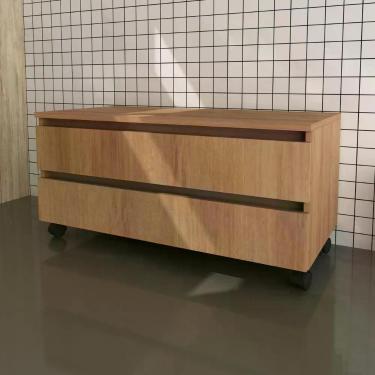 Imagem de Gabinete Banheiro 2 Gavetas 80Cm Amêndoa