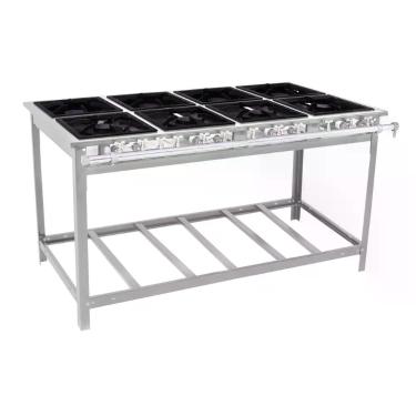 Imagem de Fogão Industrial Profissional Extra Inox 8 Bocas 4 Duplas com Espera para Forno EI8D4E Venâncio