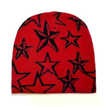 Imagem de Gorro De Lã Tricotado Estampado Y2K Unissex, Acessórios De Moda Hip Ho