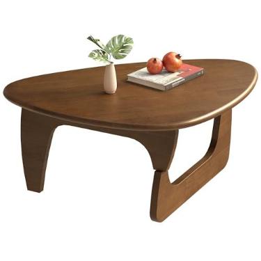 Imagem de Mesa de centro moderna de meados do século, mesa de centro triangular de madeira maciça para sala de estar, mesa de chá moderna para casa, 90 x 60 x 40 cm