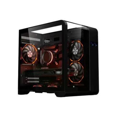 Imagem de Gabinete Gamer K-mex Aquario Cg-48ki Cyberpunk Preto Com Topo De Vidro E Display Digital
