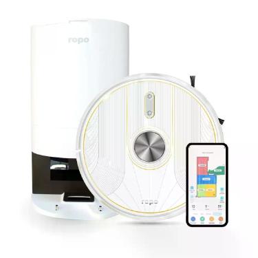 Imagem de Robô Aspirador Ropo Glass 5 Pro com Base Autolimpante , Alto poder de