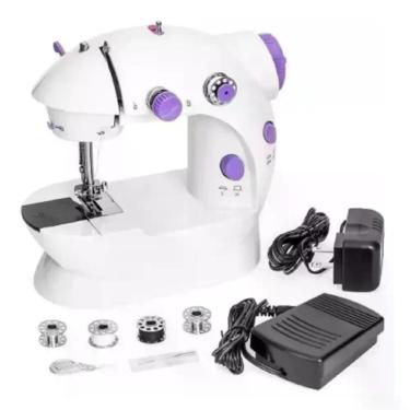 Imagem de Maquina Costura Mini Reta Portátil Elétrica Bivolt Pedal Cor - Atena