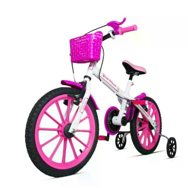 Imagem de Bicicleta Aro 16 Infantil com Rodinhas e Buzina V-Brake Rosa Ravok