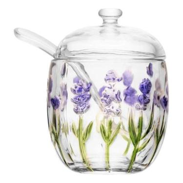 Imagem de Açucareiro De Vidro Com Colher E Tampa Lavanda 8,5cmx11,3cm - Lyor