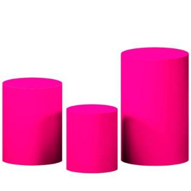 Imagem de Kit 3 Capas de Cilindro P M G Para Festa Sublimado Tecido Veste Fácil (Pink)
