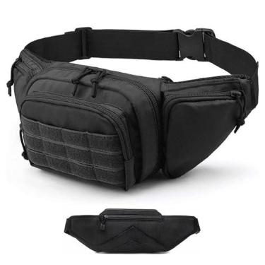 Imagem de DZHPSRSZ Pochete tática para homens, pochete de tecido Oxford 800D para homens, pochetes masculinas para caminhadas, escalada, pesca, ciclismo, caça, pochete tática de transporte oculto ajustável