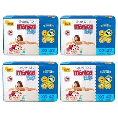 Imagem de Kit 4 Fralda Turma da Mônica Baby Mega Tamanho XG 42 Unidades Descartá