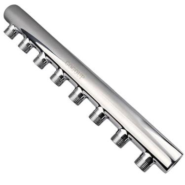 Imagem de GOGOUP Divisor coletor de 8 portas de aço inoxidável 304 – 8 maneiras, classificação de pressão de 25 bar para água potável, óleo/gás, cervejaria, sistemas de refrigeração, polido aberto