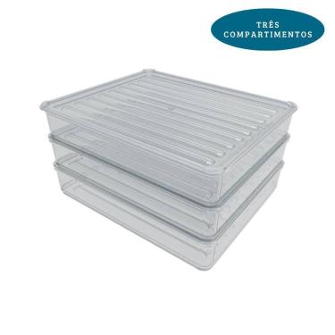 Imagem de Kit Porta Frios de Acrilico para Presunto Queijo Com Tampa Resistente 