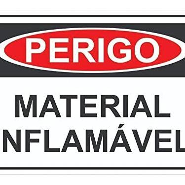 Imagem de Placa Sinalização Perigo Material Inflamável Cuidado 20X30CM