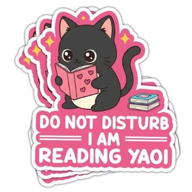 Imagem de HOSALA (7,6 cm - 3 peças) Adesivo Do Not Disturb I'm Reading Yaoi, adesivo engraçado Alpha Beta Omega BL Manhwa Yaoi, presente de amante de leitura de fãs femininos Omegaverse, decoração para laptop