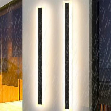 Imagem de Luminária de parede solar para garagem externa LED tira longa luminária de parede linear à prova d'água IP65 moderna para áreas externas arandela interna de acrílico metal paralelo porta da