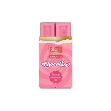 Imagem de Borracha Tilibra Chocolate com Aroma Morango Macia e de Apagamento Eficiente 1 Unidade Marrom