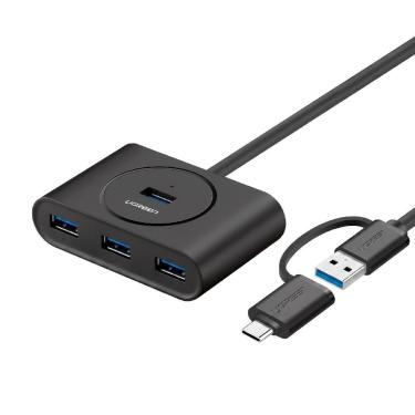Imagem de HUB USB-C - 4 Portas USB 3.0 - com Cabo de 1 Metro - 5Gbps - Preto - Ugreen CR113 40850