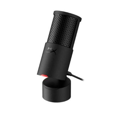 Imagem de HyperX SoloCast 2 – Microfone condensador USB para jogos para PC, USB-C para USB-A, filtro pop embutido, suporte interno de choque, Plug and Play, 24 bits/96 kHz, suporte compacto inclinável – preto