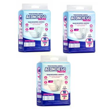 Imagem de 30 Fralda Geriátrica Adulto Aconchego Master P KIT 03 PACOTES. Alta Ab