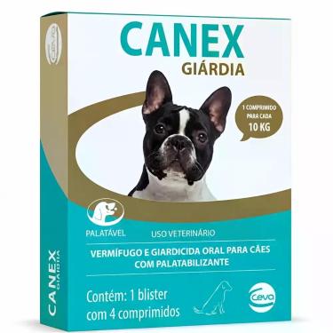 Imagem de Canex Giárdia 10kg Ceva 4 Comprimidos Para Cães Vermífugo Contra Giárd